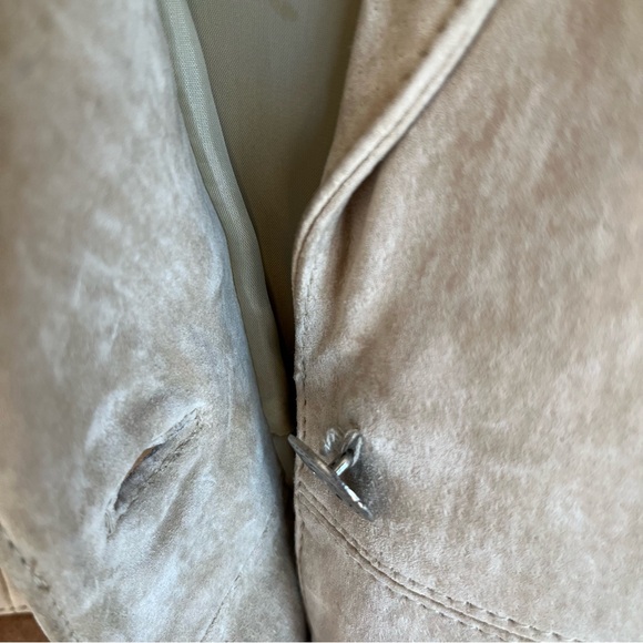 Margaret Godfrey Tan Beige Suede Leather Coat Sz 8 Western Boho - Picture 8 of 16